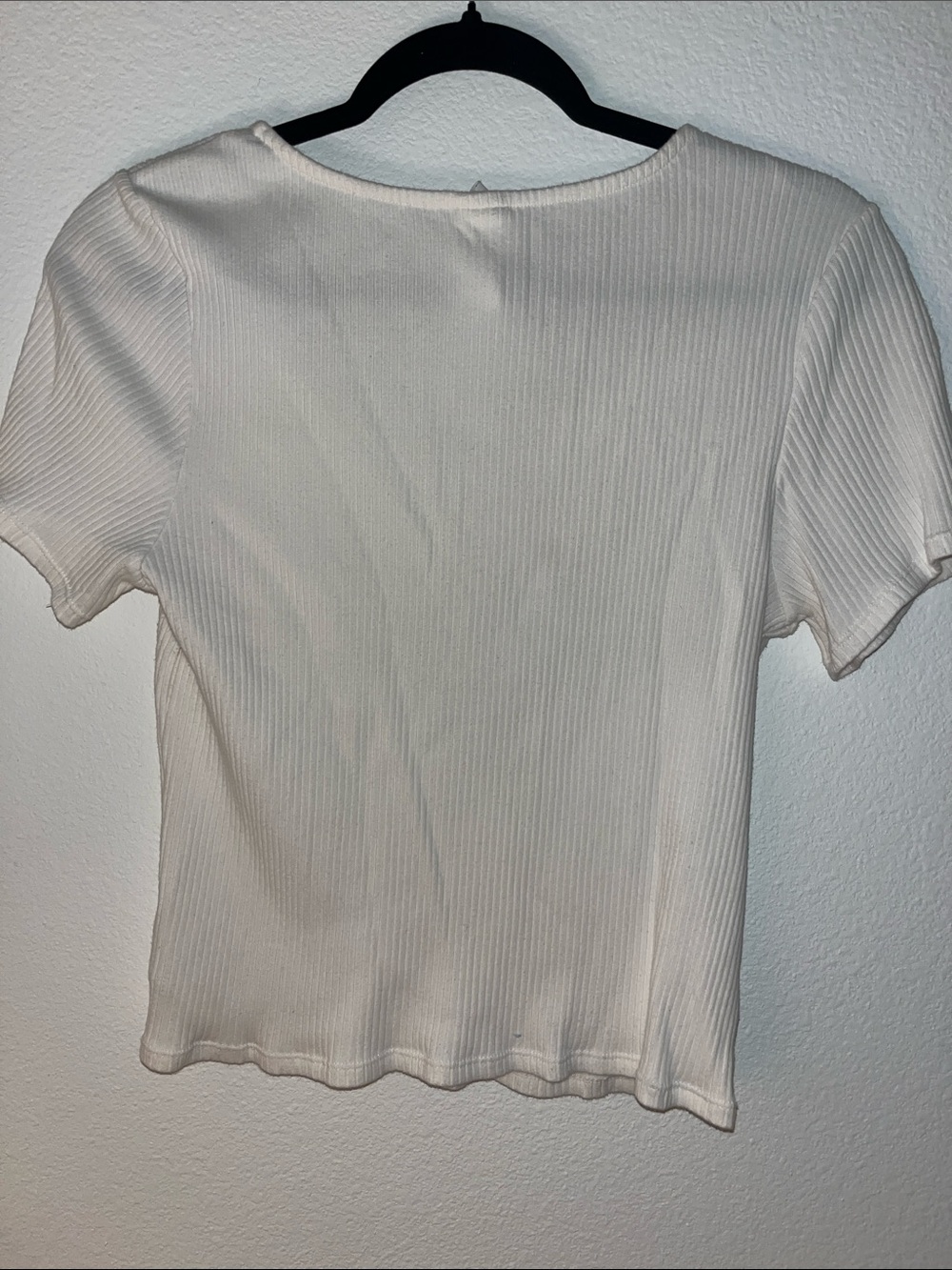 Women's Cream Ribbed Button-Front Top - Picture 2 of 4